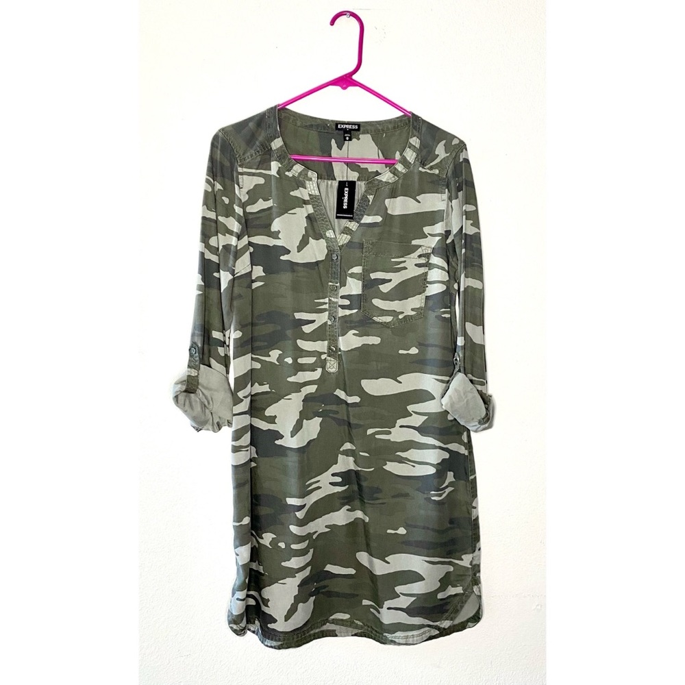 NWT Camo Print Long Sleeve Dress